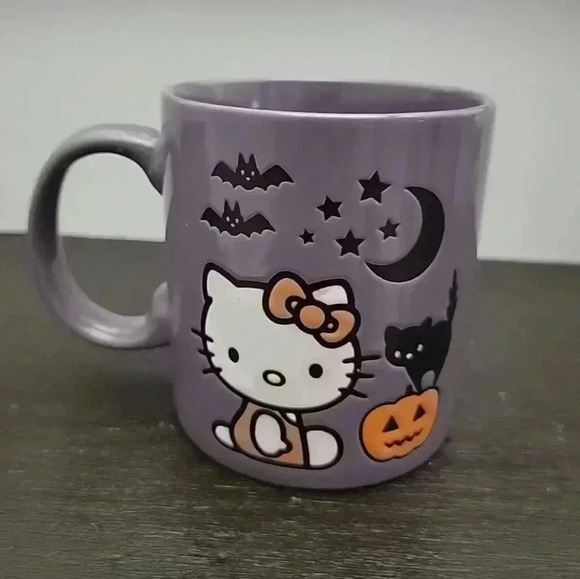 New Purple Hello Kitty Textured Halloween Coffee Mug By Sanrio - Picture 2 of 4